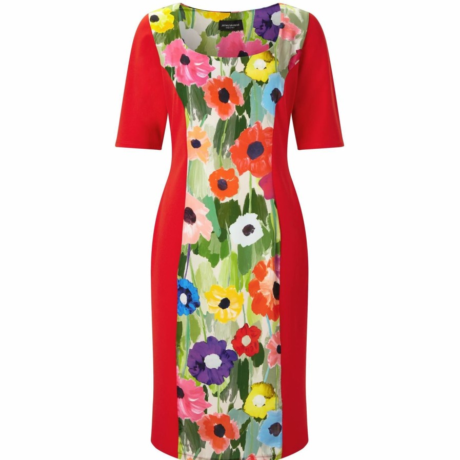 Hot * James Lakeland Poppy Print Panel Dress