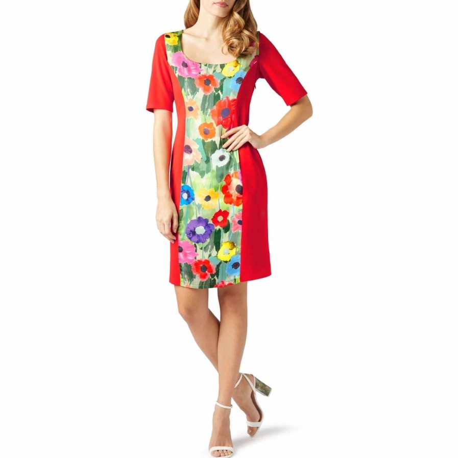 Hot * James Lakeland Poppy Print Panel Dress