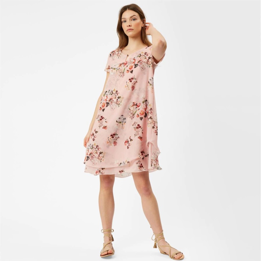 Online * James Lakeland Cap Sleeve Floral Wave Hem Dress