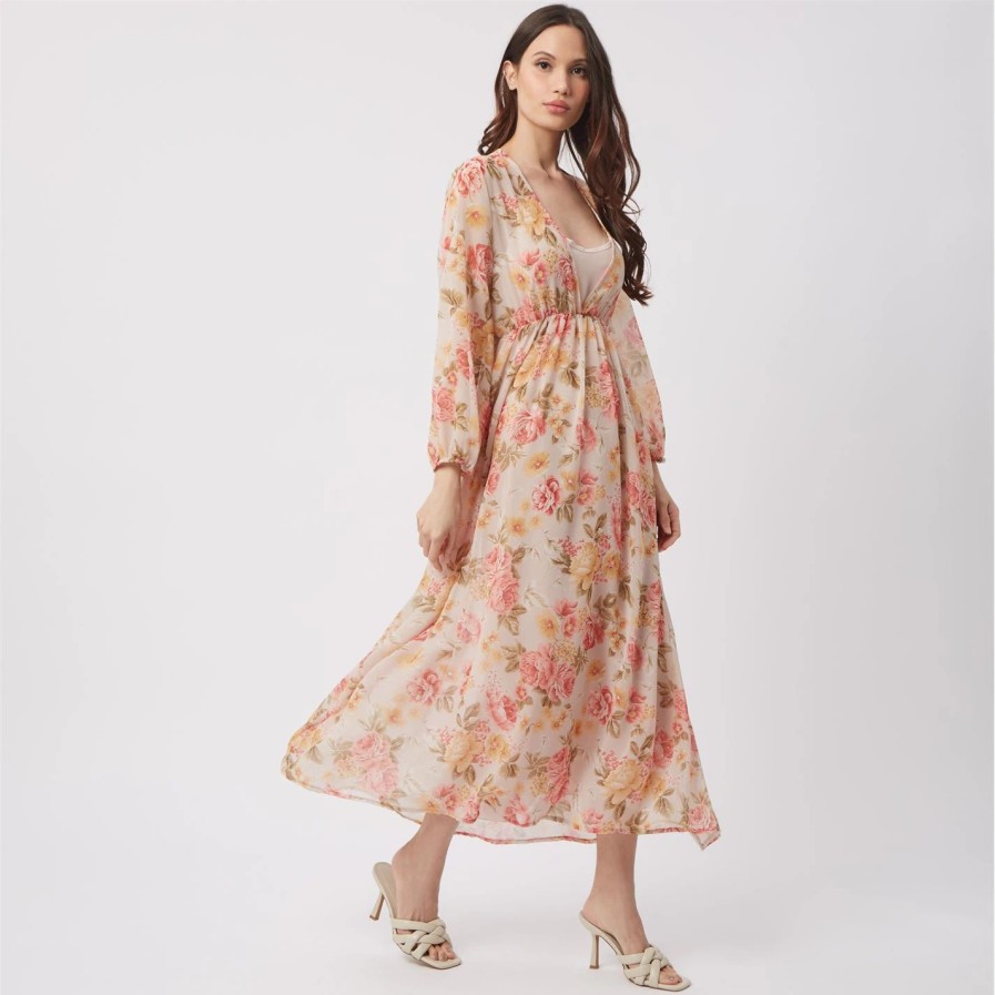 Best * James Lakeland Floral Chiffon Maxi Dress