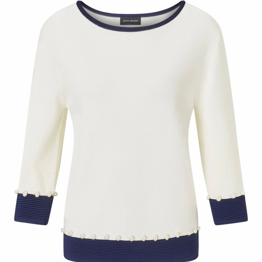 New * James Lakeland Pearl Contrast Band Top