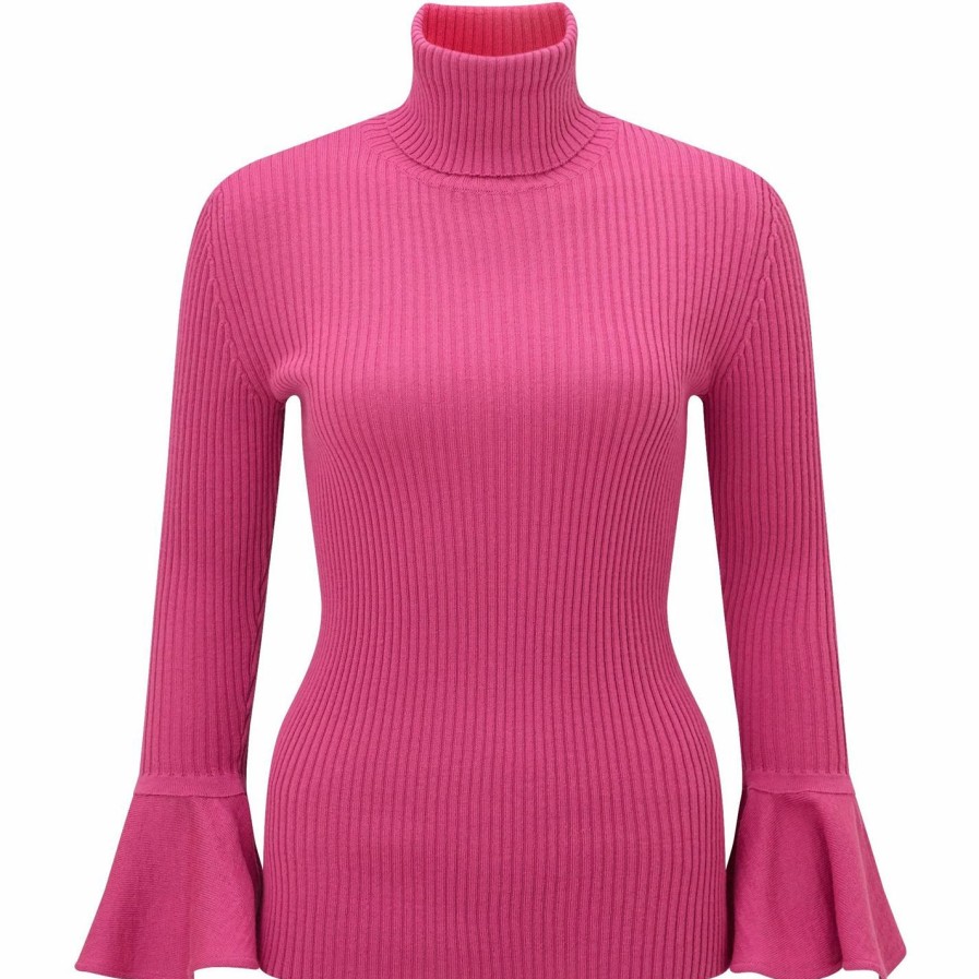 New * James Lakeland Ruffle Cuff Polo Neck