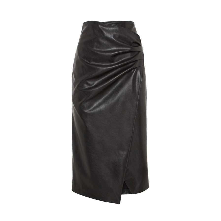 Clearance * James Lakeland Faux Leather Ruched Skirt