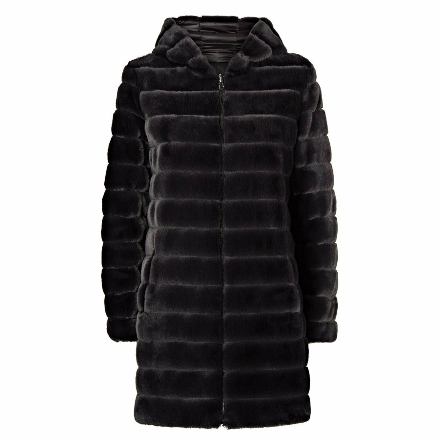 Clearance * James Lakeland Reversible Faux Fur Hooded Coat