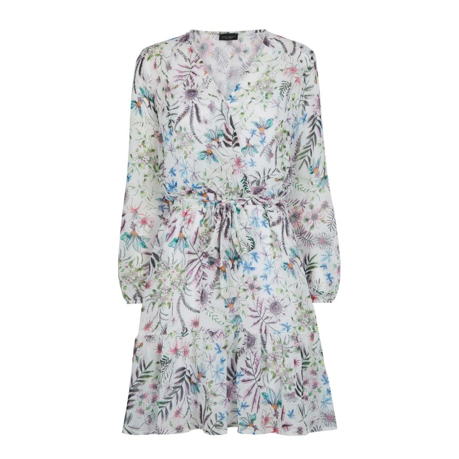 Best * James Lakeland V Neck Floral Tiered Mini Dress