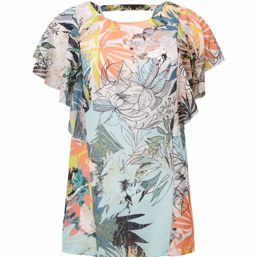 Hot * James Lakeland Print Ruffle Sleeve Blouse