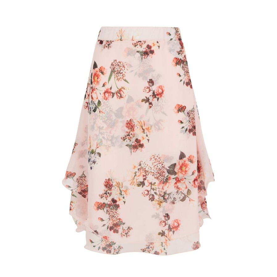 Best * James Lakeland Floral Midi Wave Hem Skirt