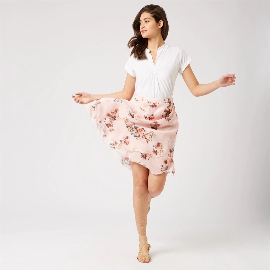 Best * James Lakeland Floral Midi Wave Hem Skirt