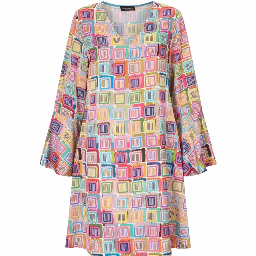 Hot * James Lakeland Print Bell Sleeve Dress