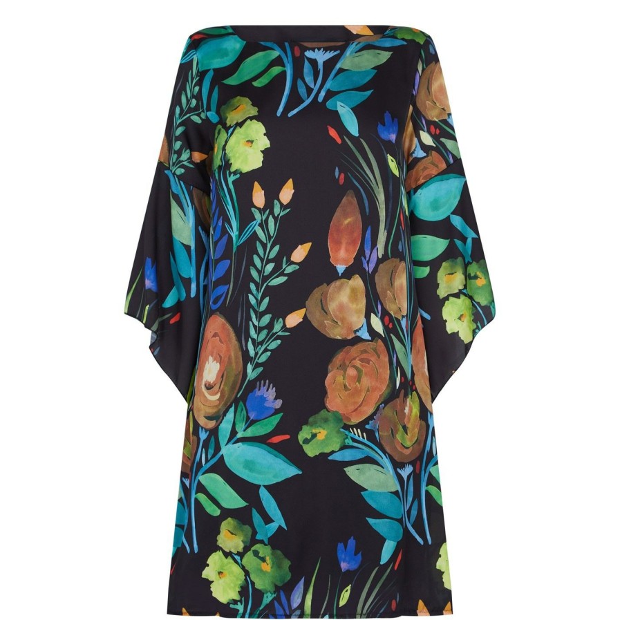 Online * James Lakeland Floral Print Flute Sleeve Dress