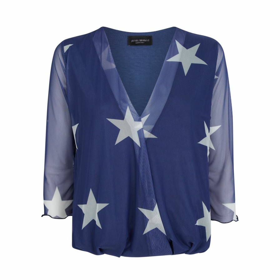 Hot * James Lakeland Star Print Tulle Blouse