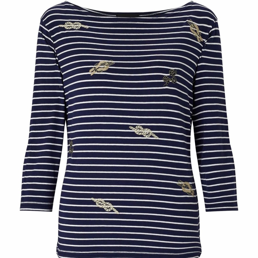 Hot * James Lakeland Stripe Embroidered T-Shirt