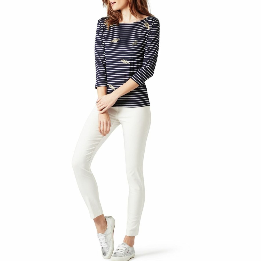 Hot * James Lakeland Stripe Embroidered T-Shirt