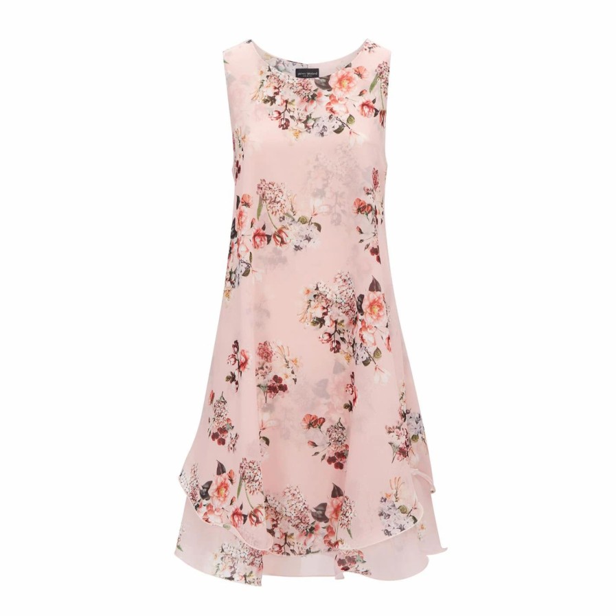 Online * James Lakeland Sleeveless Floral Wave Hem Dress