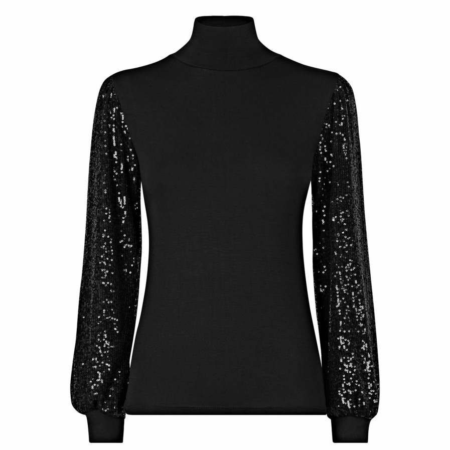 New * James Lakeland Sequin Sleeve Top