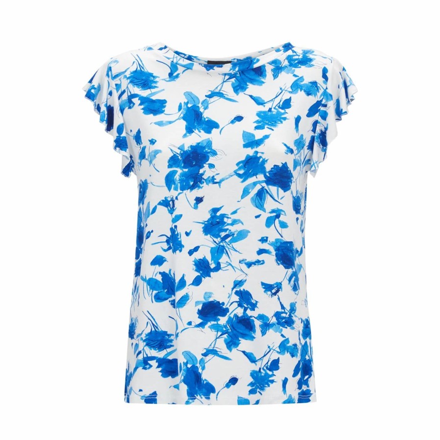 New * James Lakeland Print Frill Sleeve T Shirt