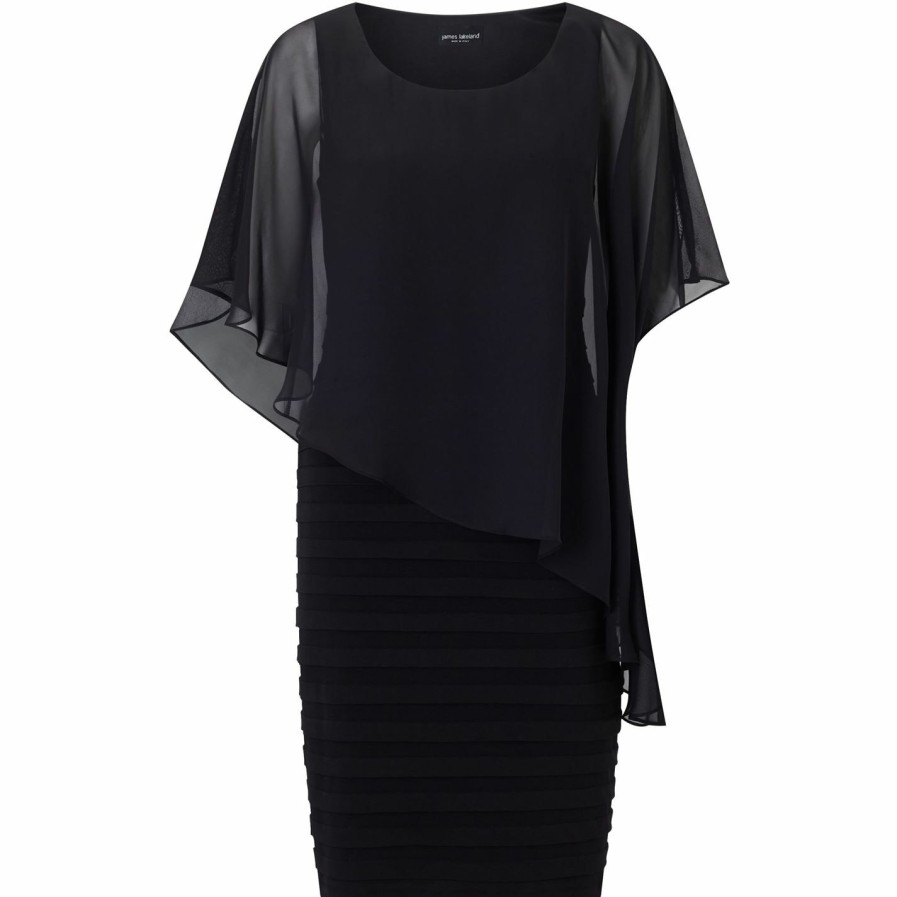 Best * James Lakeland Pleat Dress With Chiffon Sleeve