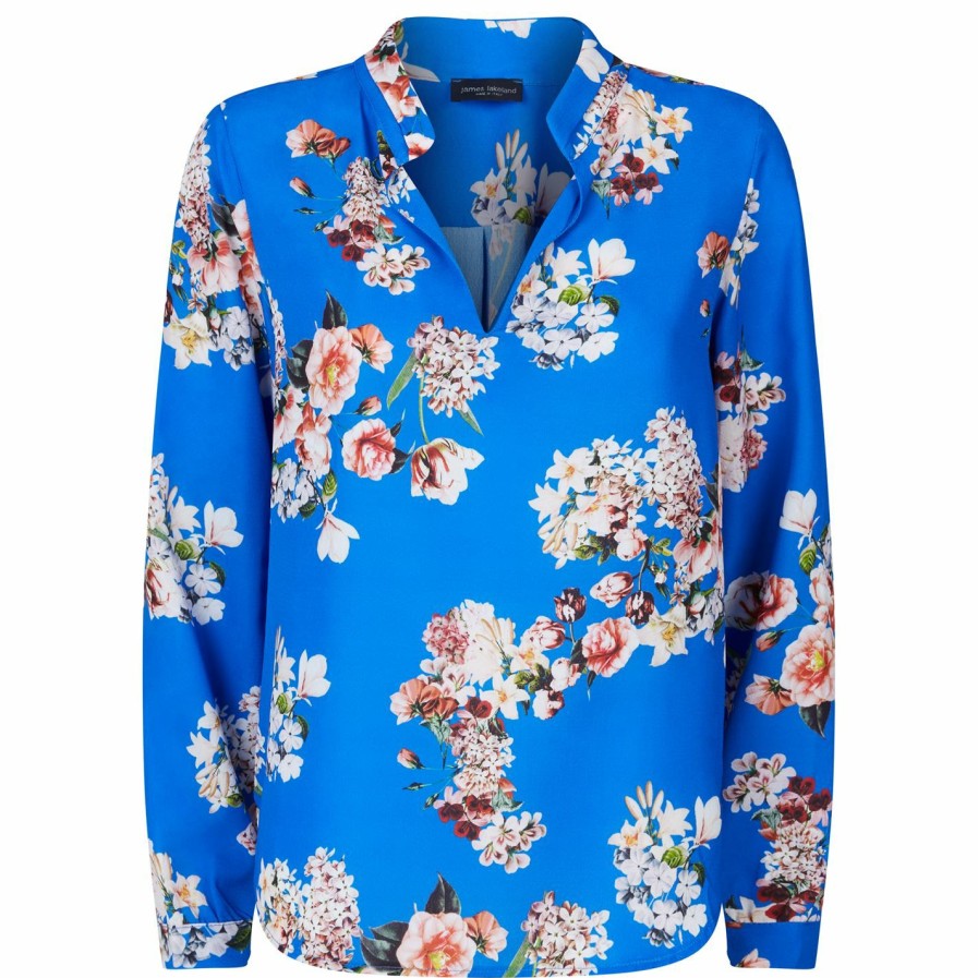 Online * James Lakeland Mandarin Collar Print Blouse