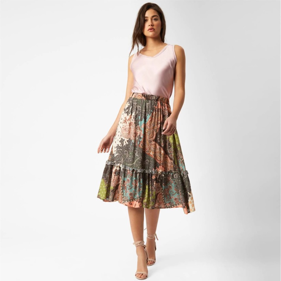 Online * James Lakeland Paisley Tiered Skirt