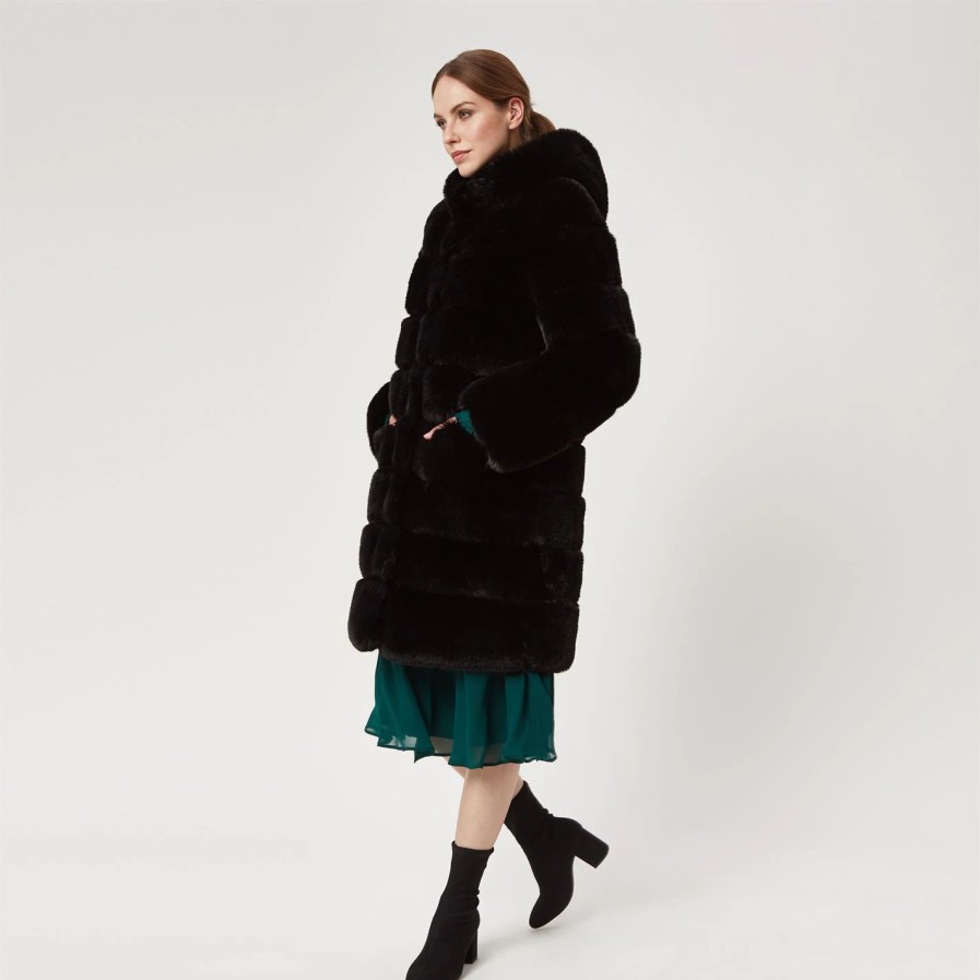 New * James Lakeland Luxury Ribbed Faux Fur Coat