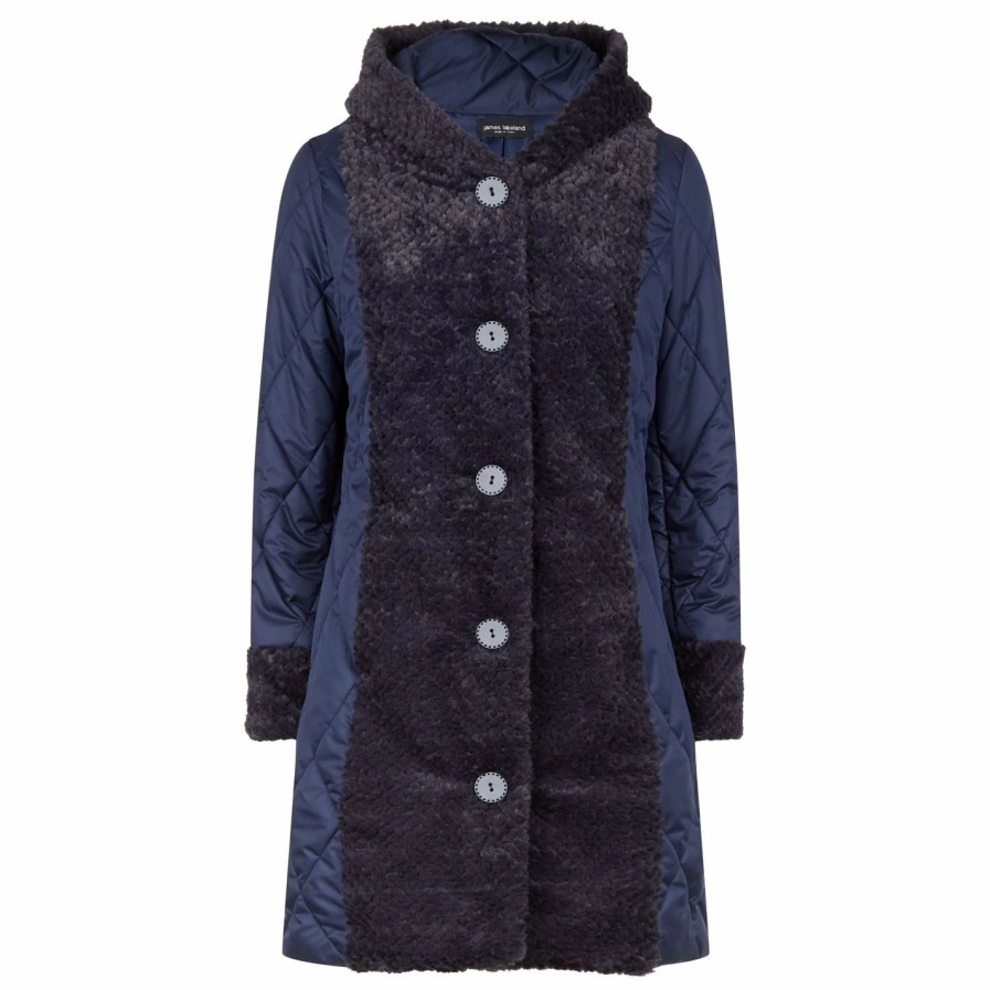 Online * James Lakeland Faux Fur Front Panel Coat